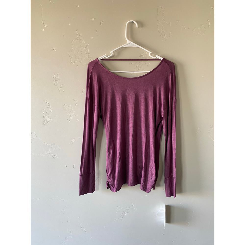 NWT Harmony Balance Ladies Purple Criss Cross Open Back Long Sleeve Active Top